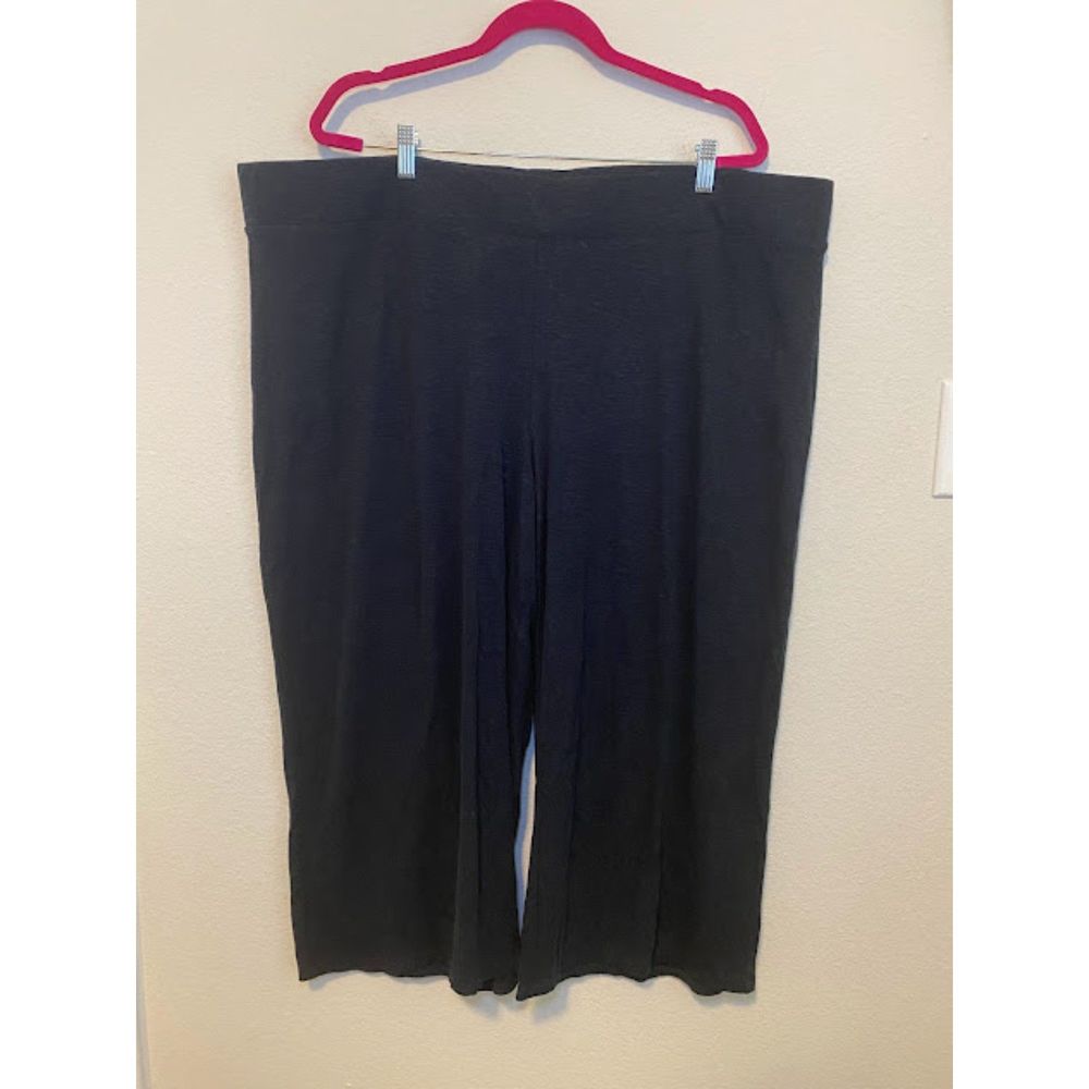 NWT PureJill Woman's Easy Knit Crop-Wide Leg Linen Blend Pants Stretch 4X